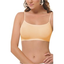 Q-En Q- En % 95 Bamboo Ip Askılı Pedli Kadın Spor Sütyen - Büstiyer - Ten Rengi -