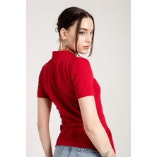 Jahr Marc Kırmızı Klasik Kadın Polo Yaka T-Shirt