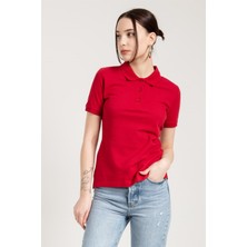 Jahr Marc Kırmızı Klasik Kadın Polo Yaka T-Shirt