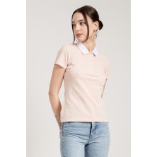 Jahr Marc Pembe Slim Fit Klasik Düz Kadın Polo Yaka T-Shirt