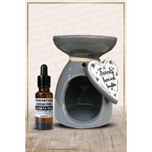 Buhurdanlık Kalp Gri ve Özel Üretim Lavanta Yağı Setli