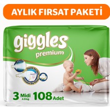 Giggles Premium 3 Numara Midi 3 Paket 108 Adet