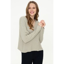 U.S. Polo Assn. Kadın Haki Triko Kazak 50251859-VR027