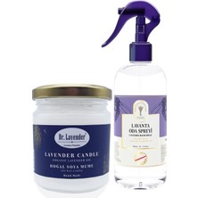 Dr. Lavender Lavanta Çiçeği Oda Kokusu 400 ml + 215 Gr. Lavanta Çiçeği Dekoratif Cam Mum