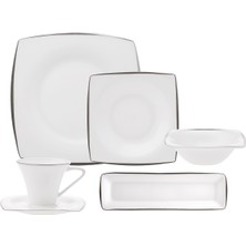 Karaca Fine Pearl Agate Platin 26 Parça 6 Kişilik Kahvaltı/Servis Takımı Kare