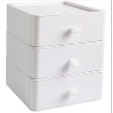 Mim Life 3 Katlı Çekmece Masaüstü Organizer – Makyaj Takı Aksesuar Düzenleyici Saklama Kutusu Beyaz