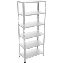 Rafburada® 6 Katlı Galvaniz Çelik Raf. Depo, Kiler, Dosya Rafı 1.50 MM-31X93-200 cm