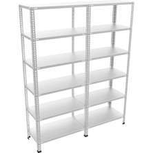 Rafburada® 6 Katlı Duble Galvaniz Çelik Raf.depo,arşiv,dosya Rafı. 1.50 MM-43X75-200 cm