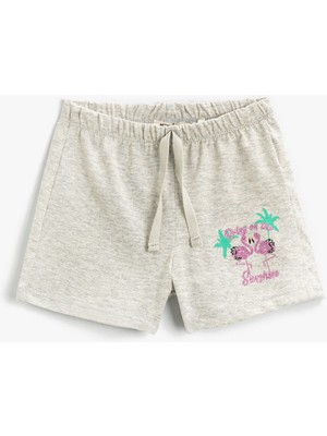 Koton Flamingo Baskılı Şort Pamuklu Beli Bağcıklı