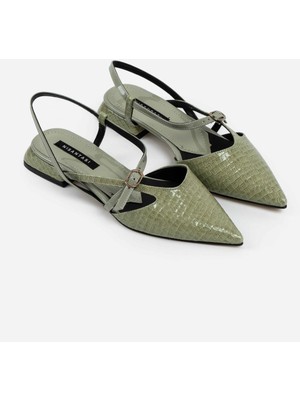 Nişantaşı Shoes Adrian Yeşil Rugan Kısa Topuklu Kemer Detay Kadın Sandalet