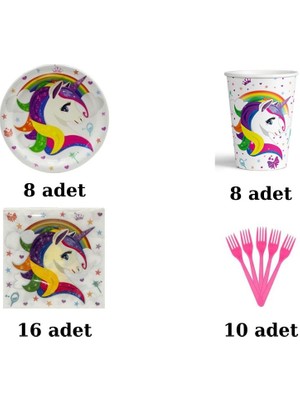 Party Gross Unicorn Doğum Günü Parti Seti Lisanslı 8 Kişilik