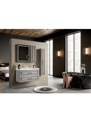 Belinza Ariana Banyo Dolabı Takımı Antrasit 80 cm