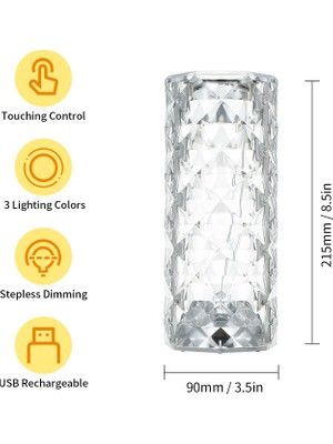 Top Geek Akrilik Elmas Masa Lambası Dokunmatik Kontrol Parlaklık(Yurt Dışından)