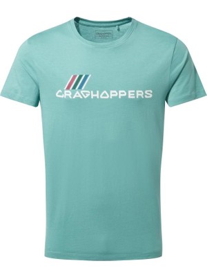 Craghoppers Mens Mightie Ss T-Shirt Erkek Turkuaz Yazılı Kısa Kollu Tişört CMT936