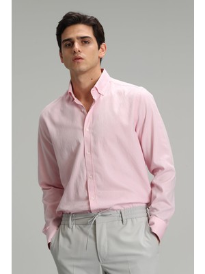 Lufian Danıel Erkek Smart Casual Gömlek Comfort Slim Fit Pembe