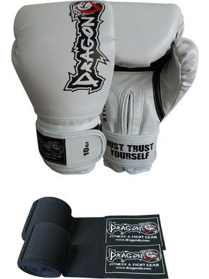 Dragon Attack Boks Eldiveni Kick Boks Muay Thai Boks Eldiveni ve Bandaj 2'li Set