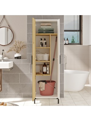 Robin Home Carmen Çok Amaçlı Dolap Vileda Banyo Dolabı Keçe-Beyaz