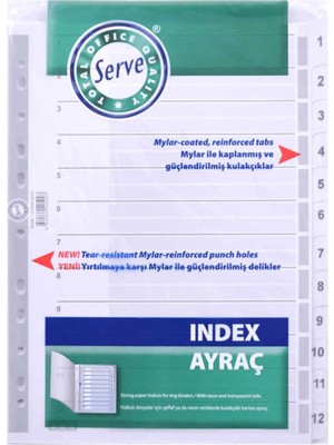 Serve SV 5325 Ayraç 1-12 Rakam Şeffaf