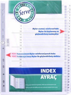 Serve SV 5327 Ayraç 1-31 Rakam Şeffaf