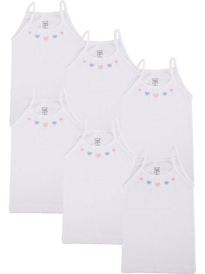 Tutku Kız Çocuk Beyaz İp Askılı Atlet Pamuk 6'lı Paket Rahat Kesim ve Nefes Alabilir Özellik