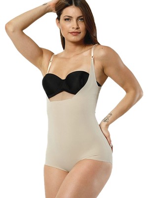 Secret Moda Göğüs Destekli Lazer Kesim 2 Beden Incelten Kadın Hayalet Korse Ten