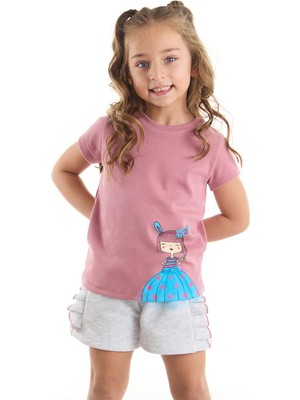 Denokids Tüllü Lily Kız Çocuk T-shirt ve Şort Takım 2 Parça Eğlenceli Karakter Temalı