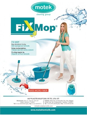 Motek Fix Mop Set Motek Pratik Temizlik Seti Sıkma Sistemli Döner Başlıklı