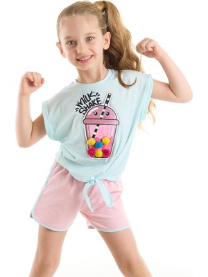 Denokids Sweet Milkshake Kız T-Shirt Şort Takım