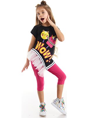 Mushi Wow Tüllü Kız T-Shirt Tayt Takım