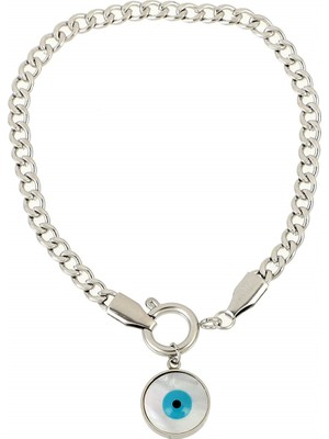Çelik Nazar Boncuklu Zincir Bileklik
