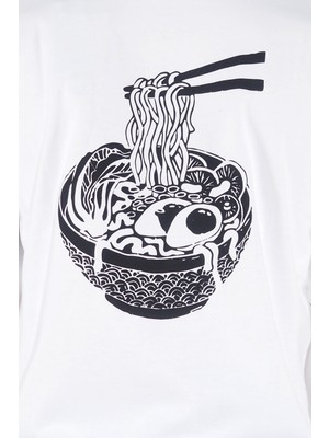 Noodle Baskılı Tshirt White