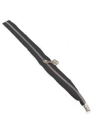 Angel Çanta Aksesuar Tek Stoplu 45 cm Fermuar Gümüş Metal  Siyah Renk