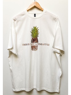 Jahr Marc Leopar Ananas Baskılı Oversize Beyaz Elbise T-Shirt