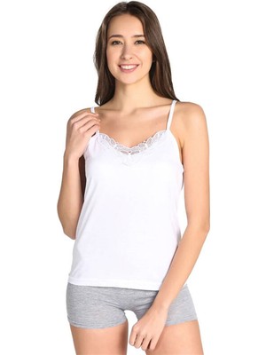 Kadın Ribana Ip Askılı Güpürlü Atlet 6lı Ekonomik Paket 0139