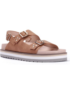 Nine West Denvıo 2fx Camel Kadın Kalın Taban Sandalet