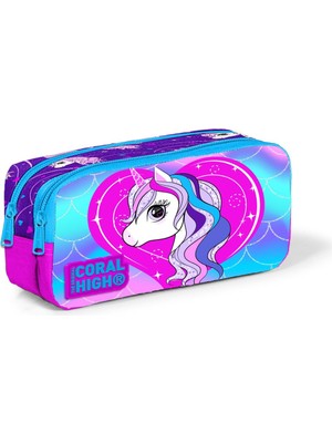 Coral High Kids Mavi Unicorn Desenli Iki Bölmeli Kalem Çantası 22397