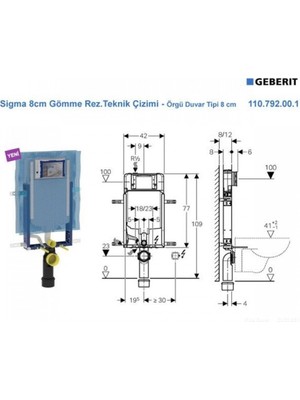 Geberıt Sigma Gömme Rezervuar, Ince, Kombifix 110.792.00.1