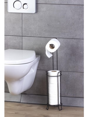 Okyanus Home Siyah Yuvarlak Yedekli Wc Kağıtlık