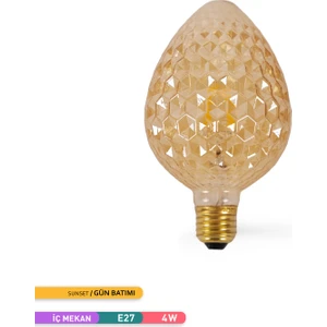 G95 Rustık Led Ampul 2200K Sarı Işık 350Lm 220-240V 4W E27