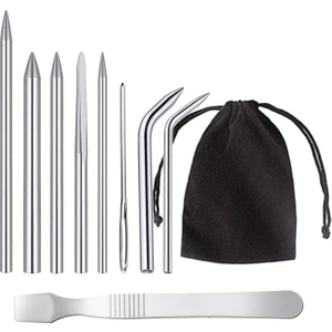 F Fityle Premium Paslanmaz Çelik Paracord Dikiş Seti Bağlantı Düzleştirici Örgü Iğneleri ile Velvet Çanta ile Dantel Paracord Bilezik El Sanatları Aracı - 9 Adet (Yurt Dışından)