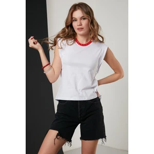 Pamuklu Bisiklet Yaka Kolsuz Basic T Shirt Bayan T Shirt 5864201