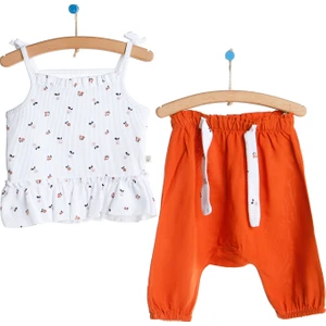 For My Baby Little Flowers Askılı Bluz- Pantolon 2li Takım