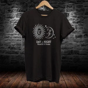 Ay ve Güneş Baskılı %100 Pamuk Oversize T-Shirt Büyük Beden Tişört