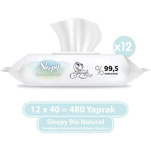 Bio Natural Yenidoğan Islak Bebek Bakım Havlusu 12X40 (480 Yaprak)