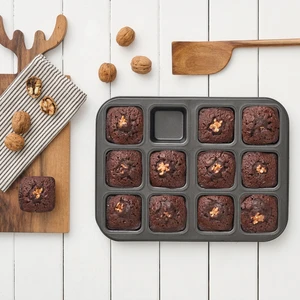 Square Karbon Çelik Brownie 12'li Kek Kalıbı