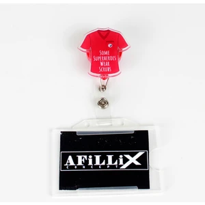 Afillix Concept Kırmızı Süperheroes Scrubs Tasarım Pleksiyoyo Yaka Kartı Aksesuarı Şeffaf Kart Koruyucu