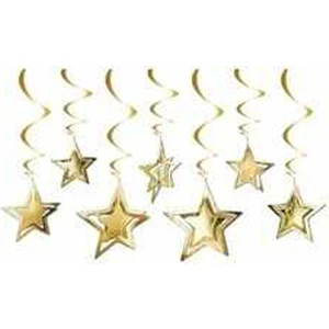 Parti Sürprizi Altın Yıldızlar Tavan Süsü 10 Adet / 3D