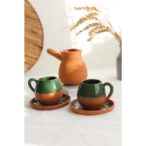 Toprak Kokulu Kahvem Berceste Iki Kişilik Fincan Takımı (Yeşil)