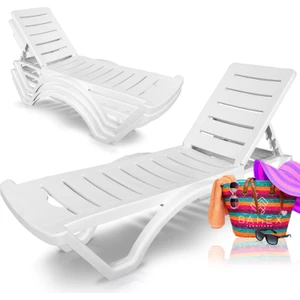 Comfort Şezlong 4 Adet Beyaz Üç Kademeli Kolsuz Havuz & Plaj "şezlong"
