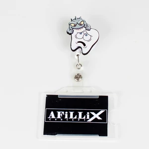 Afillix Concept Diş Canavarı Tasarım Ahşap Yoyo Yaka Kartı Aksesuarı Şeffaf Kart Koruyucu Hediyeli